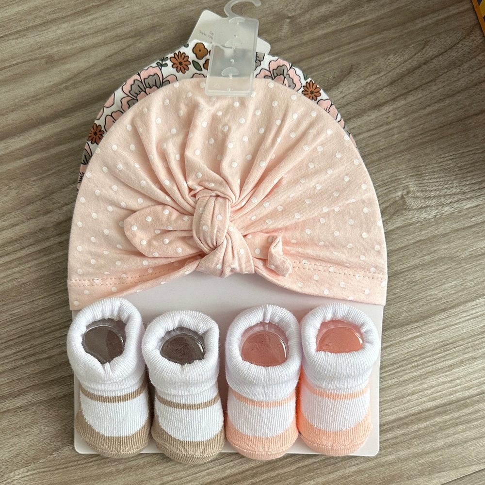 Hudson Baby Turban Head Wrap with Sock Set